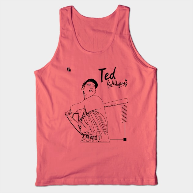 Ted Williams | Black Retro Tank Top by Aloenalone